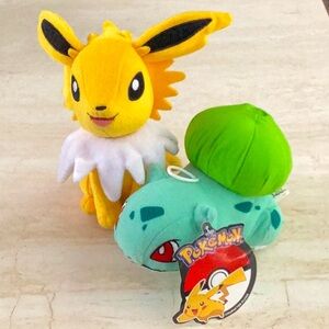 Jolteon & Bulbasaur Pokemon Plush Toys 2017 Lot Of 2 Toy